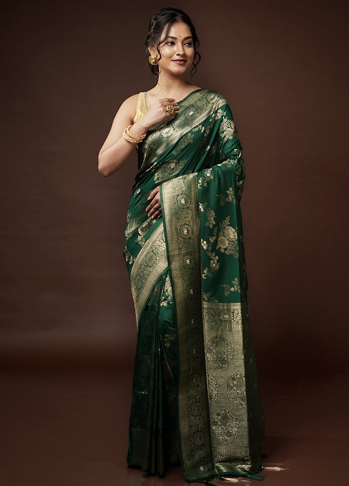 Green Dupion Silk Saree With Blouse Piece - Indian Silk House Agencies