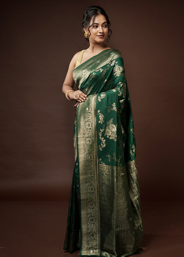 Green Dupion Silk Saree With Blouse Piece - Indian Silk House Agencies