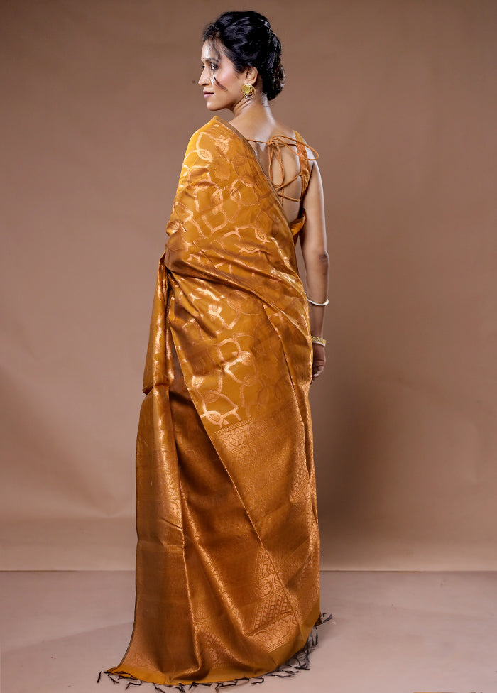 Yellow Cotton Saree With Blouse Piece - Indian Silk House Agencies