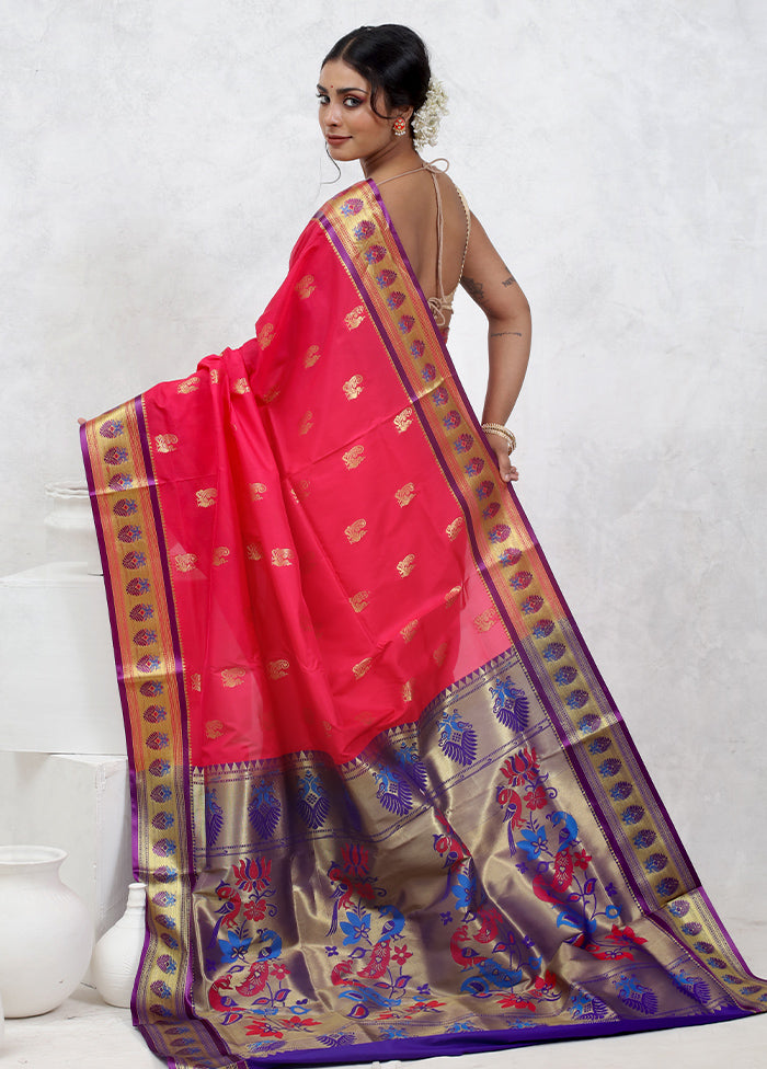 Pink Kanjivaram Silk Saree With Blouse Piece - Indian Silk House Agencies