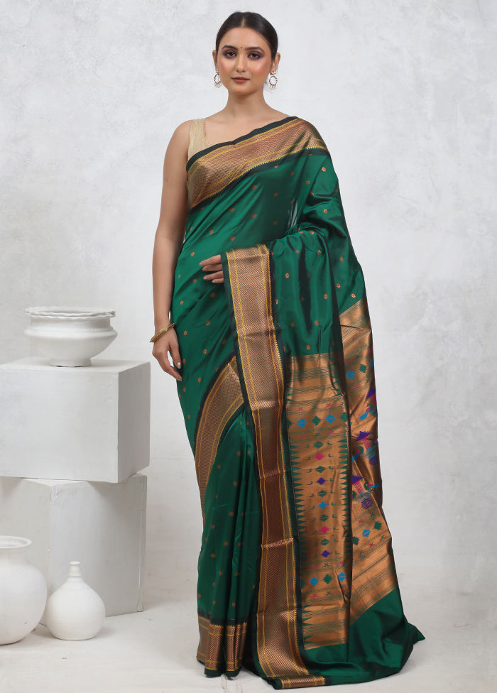 Green Kanjivaram Silk Saree With Blouse Piece