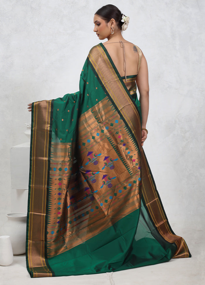 Green Kanjivaram Silk Saree With Blouse Piece