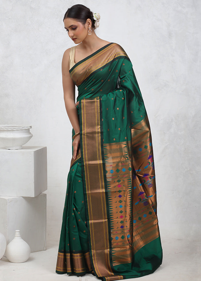 Green Kanjivaram Silk Saree With Blouse Piece