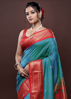 Green Kanjivaram Silk Saree Without Blouse Piece - Indian Silk House Agencies