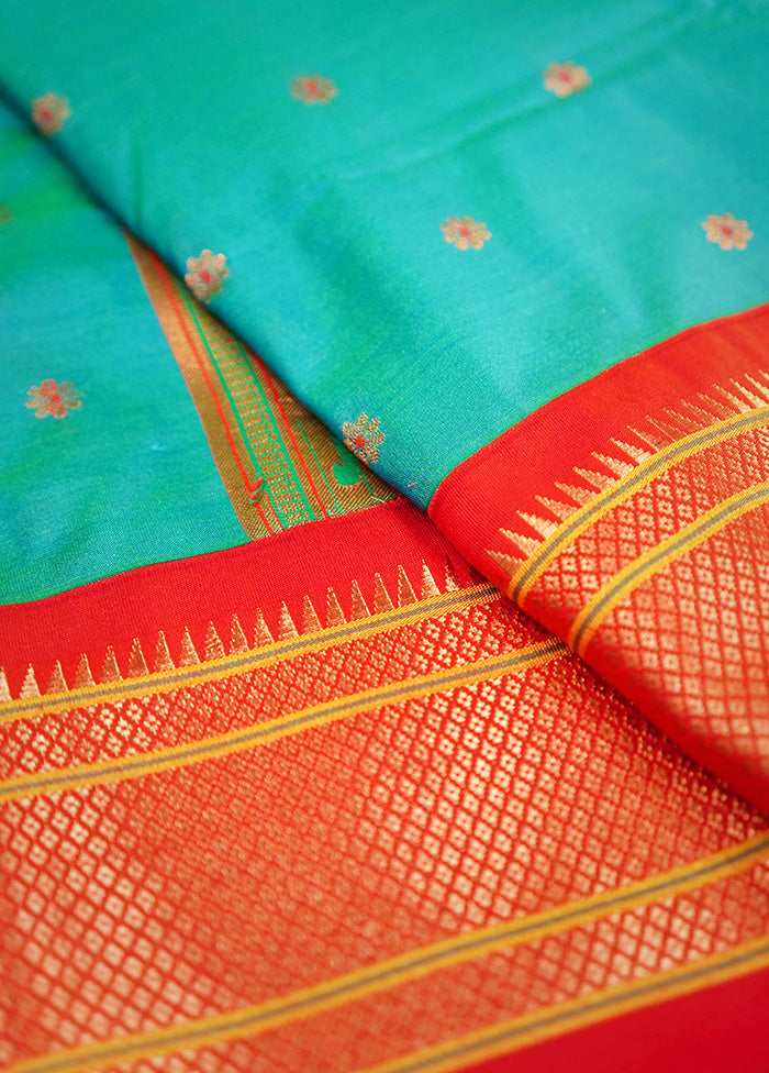 Green Kanjivaram Silk Saree Without Blouse Piece - Indian Silk House Agencies