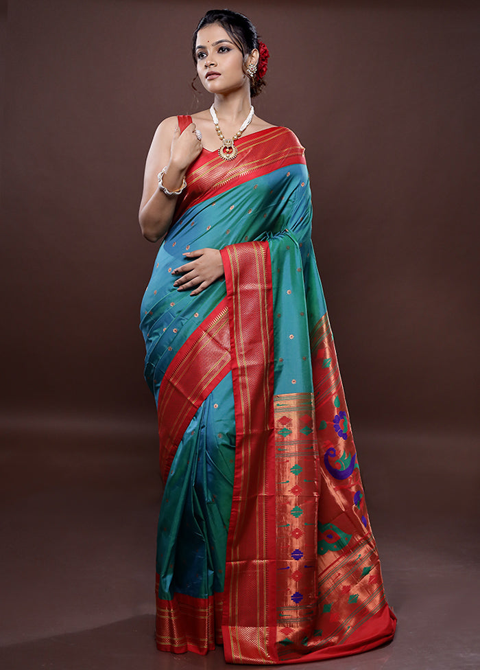 Green Kanjivaram Silk Saree Without Blouse Piece - Indian Silk House Agencies