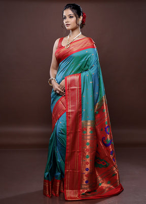 Green Kanjivaram Silk Saree Without Blouse Piece - Indian Silk House Agencies