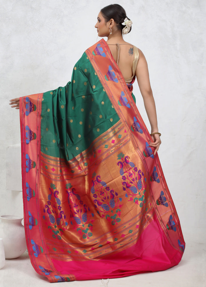 Green Kanjivaram Silk Saree With Blouse Piece