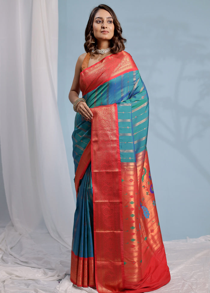 Green Kanjivaram Silk Saree With Blouse Piece - Indian Silk House Agencies