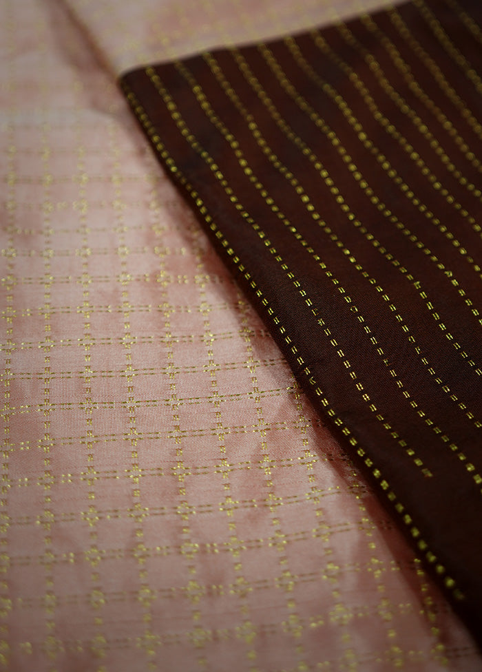 Peach Kanjivaram Silk Saree With Blouse Piece