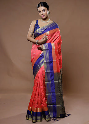 Pink Kanjivaram Silk Saree With Blouse Piece - Indian Silk House Agencies