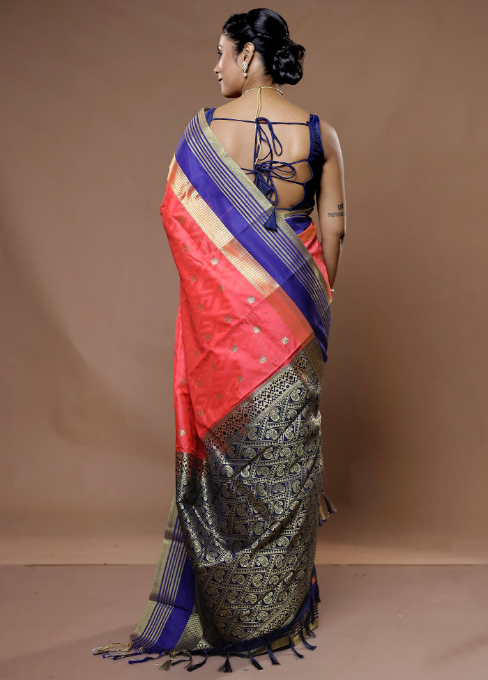 Pink Kanjivaram Silk Saree With Blouse Piece - Indian Silk House Agencies