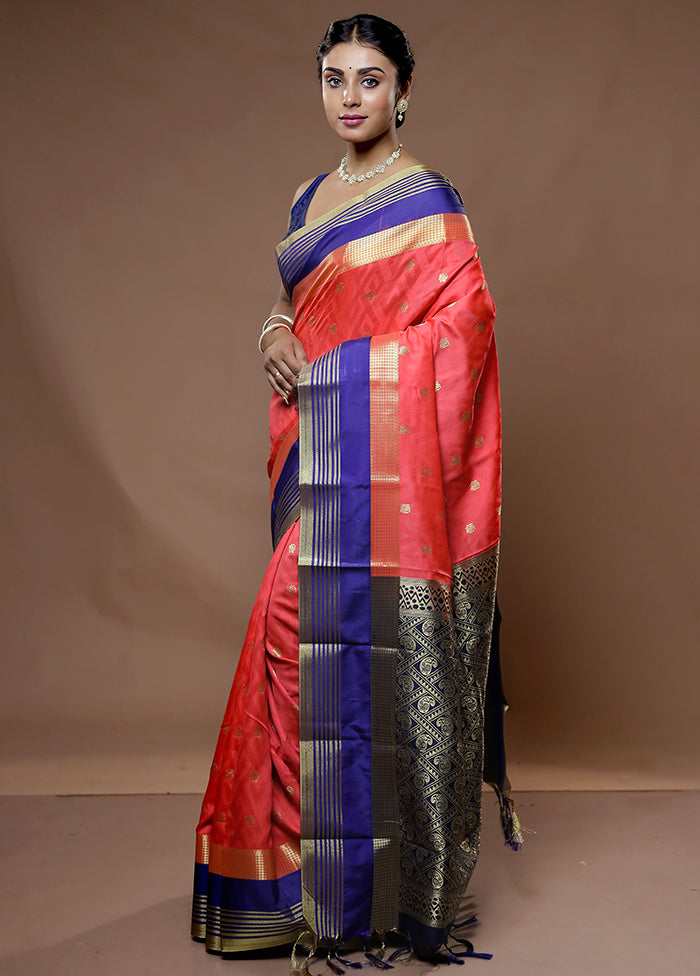 Pink Kanjivaram Silk Saree With Blouse Piece - Indian Silk House Agencies