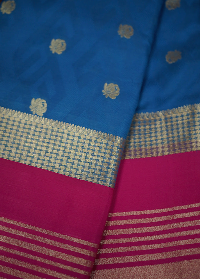 Blue Kanjivaram Silk Saree With Blouse Piece - Indian Silk House Agencies