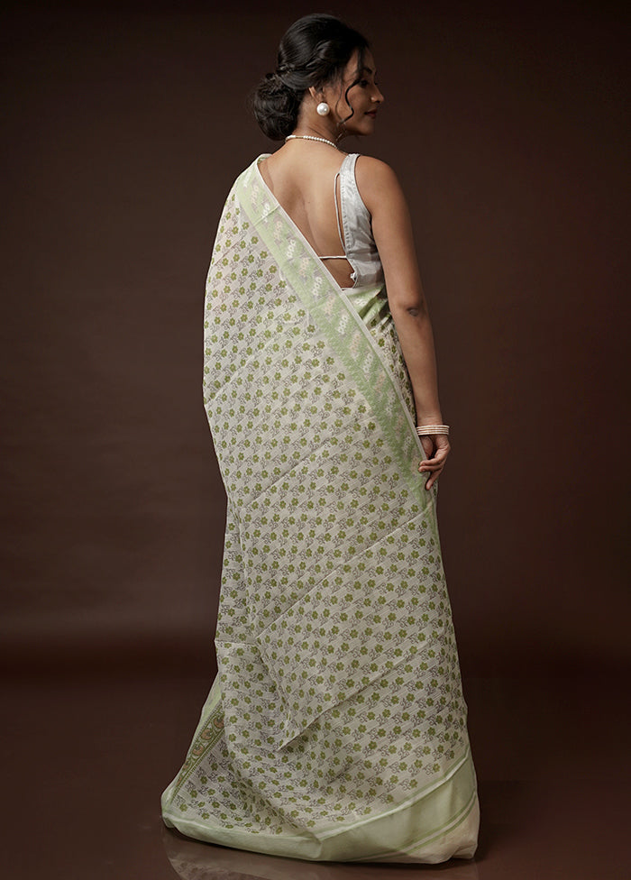 Cream Cotton Saree With Blouse Piece