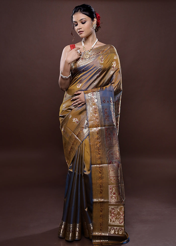 Yellow Baluchari Pure Silk Saree Without Blouse Piece - Indian Silk House Agencies