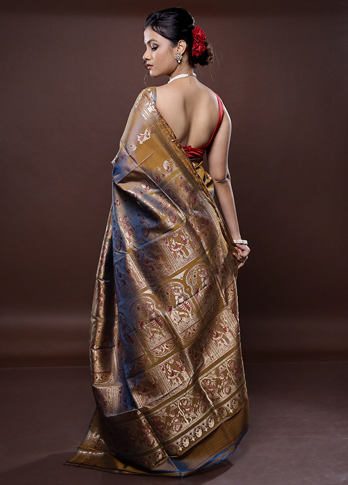 Yellow Baluchari Pure Silk Saree Without Blouse Piece - Indian Silk House Agencies