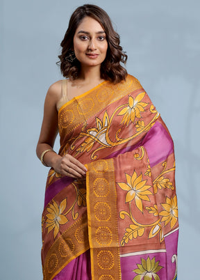 Purple Tussar Silk Saree With Blouse Piece - Indian Silk House Agencies