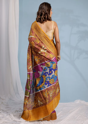 Purple Tussar Silk Saree With Blouse Piece - Indian Silk House Agencies