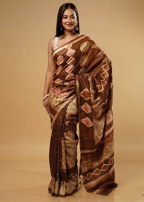 Brown Tussar Silk Saree With Blouse Piece - Indian Silk House Agencies