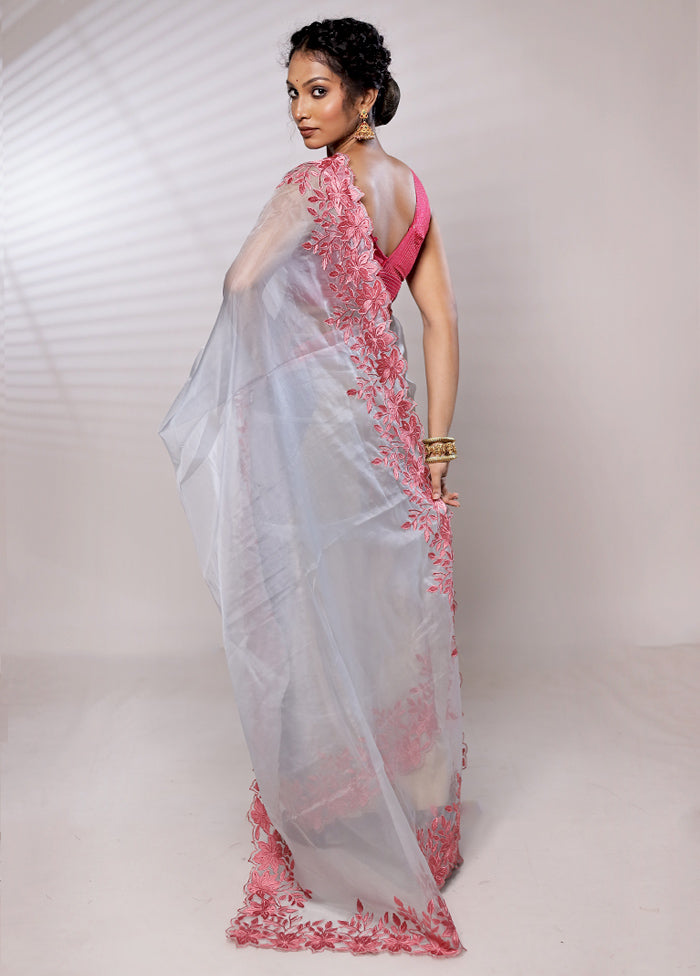 Grey Organza Saree With Blouse Piece