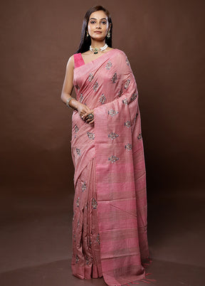 Pink Dupion Silk Saree With Blouse Piece - Indian Silk House Agencies