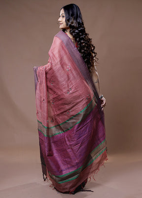 Pink Dupion Silk Saree With Blouse Piece - Indian Silk House Agencies