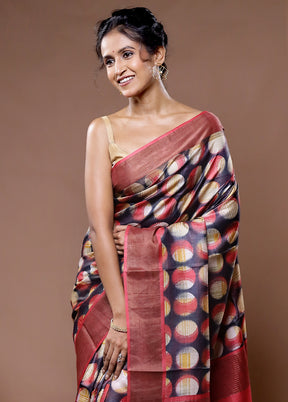 Multicolor Tussar Silk Saree With Blouse Piece