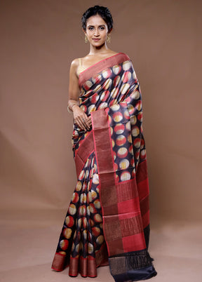 Multicolor Tussar Silk Saree With Blouse Piece