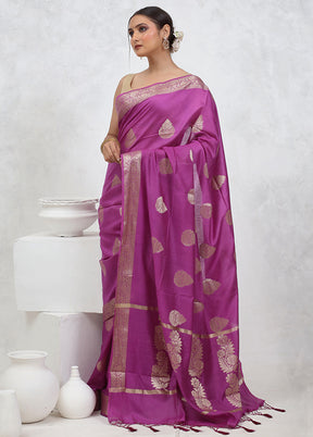 Purple Cotton Saree With Blouse Piece - Indian Silk House Agencies