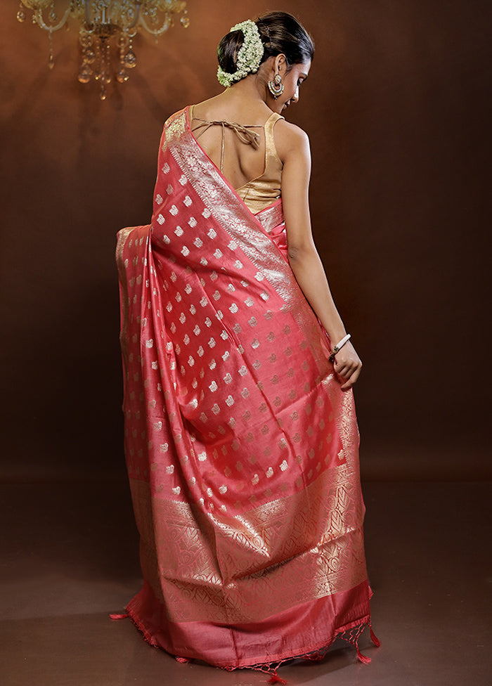 Pink Cotton Saree With Blouse Piece