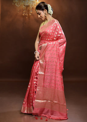 Pink Cotton Saree With Blouse Piece