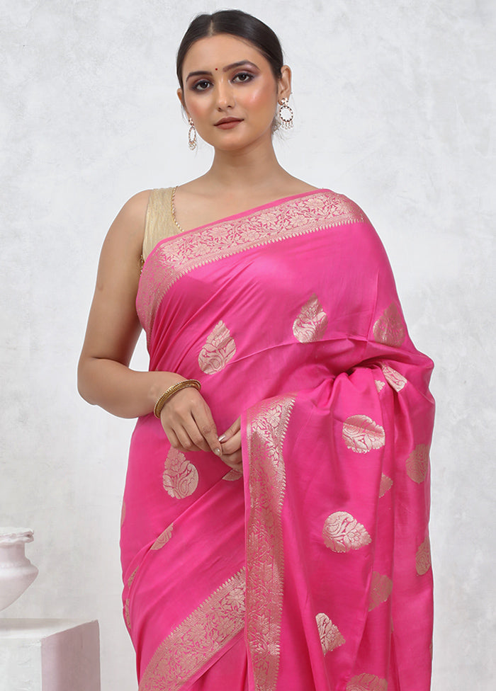 Pink Cotton Saree With Blouse Piece