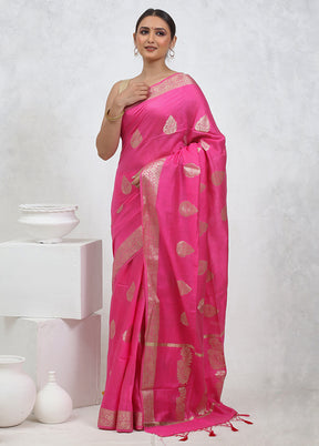 Pink Cotton Saree With Blouse Piece