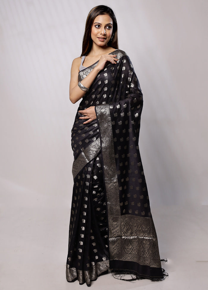 Black Cotton Saree With Blouse Piece