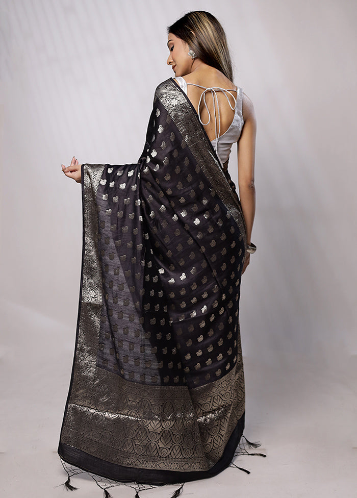 Black Cotton Saree With Blouse Piece