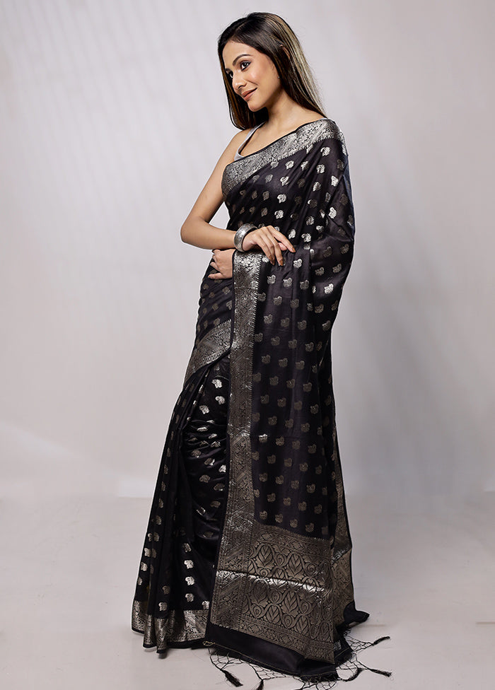 Black Cotton Saree With Blouse Piece