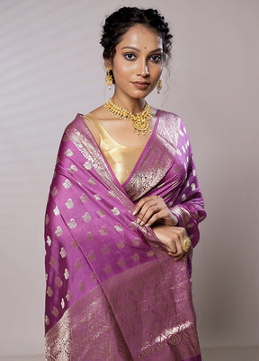 Purple Cotton Saree With Blouse Piece - Indian Silk House Agencies