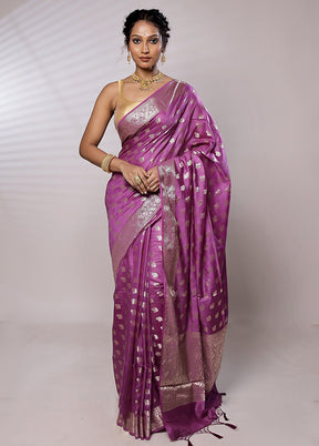 Purple Cotton Saree With Blouse Piece - Indian Silk House Agencies