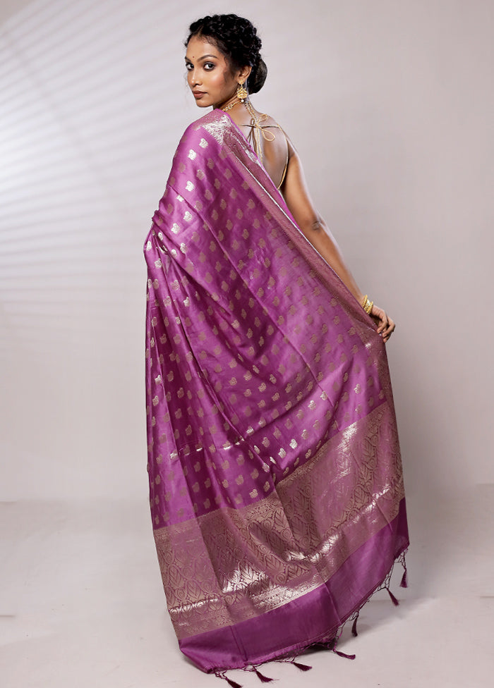 Purple Cotton Saree With Blouse Piece - Indian Silk House Agencies