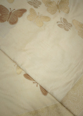 Cream Dupion Silk Saree With Blouse Piece - Indian Silk House Agencies