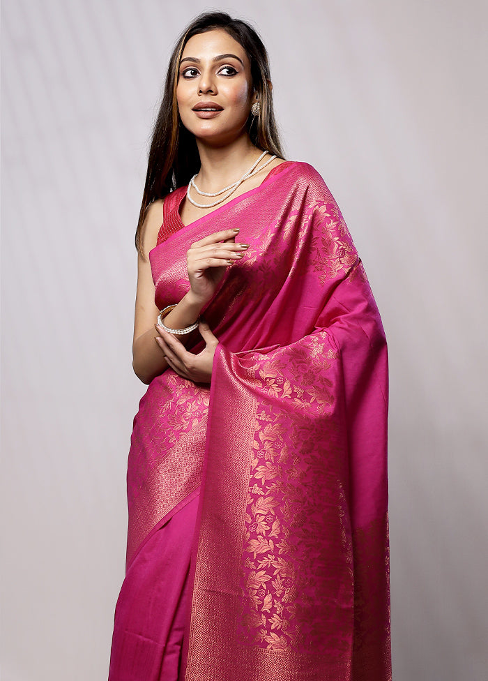 Pink Dupion Silk Saree With Blouse Piece - Indian Silk House Agencies