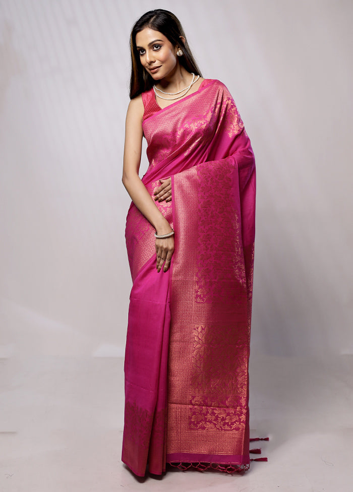 Pink Dupion Silk Saree With Blouse Piece - Indian Silk House Agencies