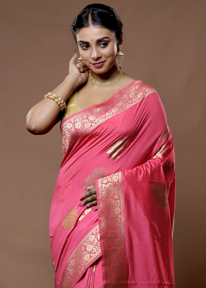 Pink Dupion Silk Saree With Blouse Piece - Indian Silk House Agencies