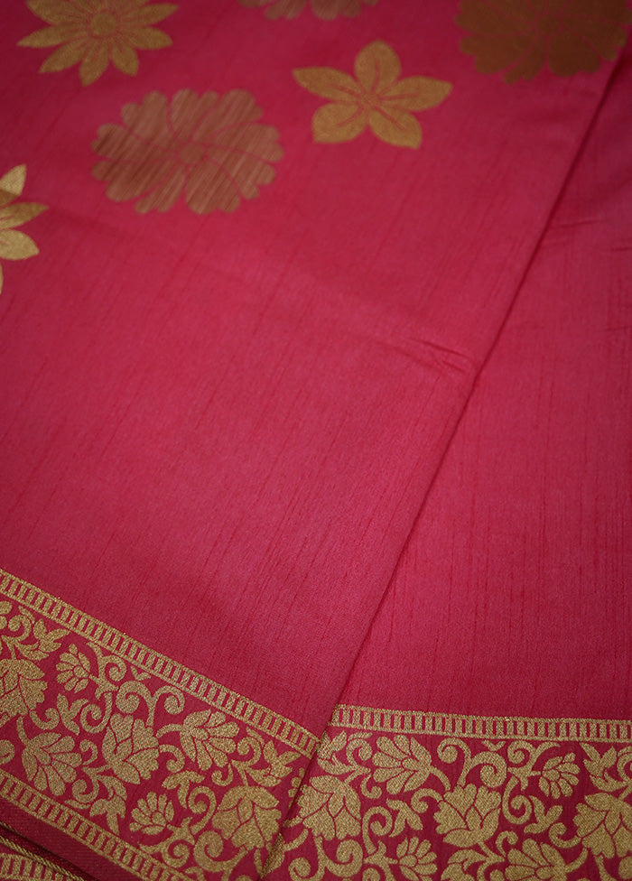 Pink Dupion Silk Saree With Blouse Piece - Indian Silk House Agencies