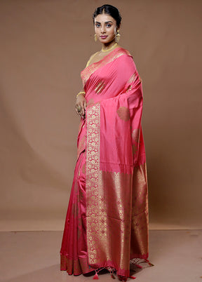 Pink Dupion Silk Saree With Blouse Piece - Indian Silk House Agencies