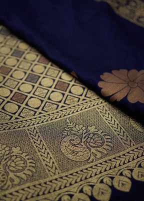 Blue Dupion Silk Saree With Blouse Piece - Indian Silk House Agencies