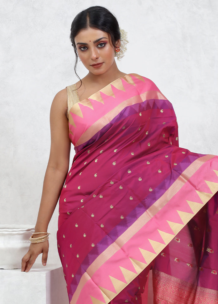 Pink Kanjivaram Silk Saree With Blouse Piece - Indian Silk House Agencies