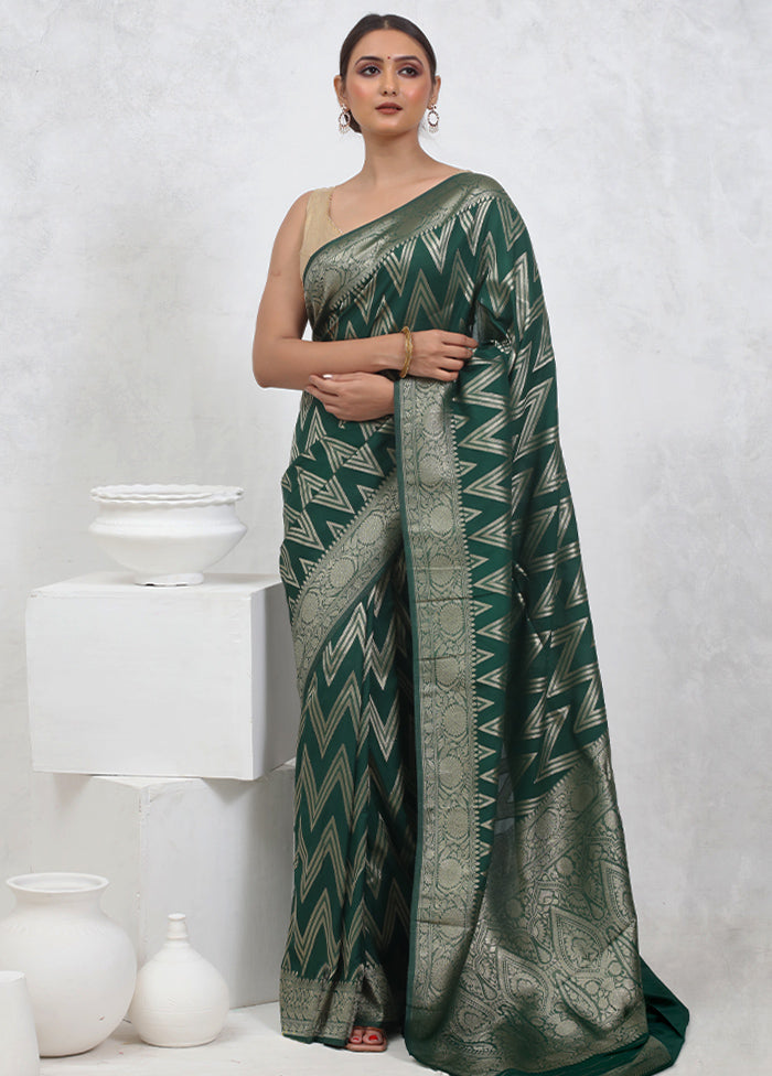 Green Georgette Saree With Blouse Piece - Indian Silk House Agencies