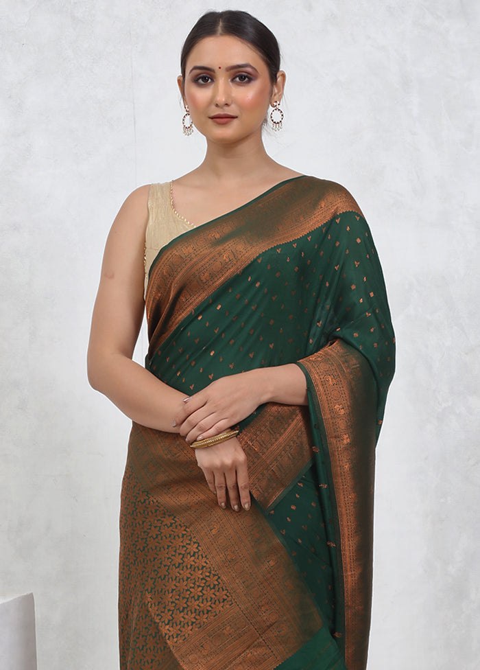 Green Georgette Saree With Blouse Piece - Indian Silk House Agencies